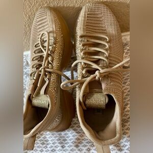 Steve Madden Beige Knit Sparkle Sneakers